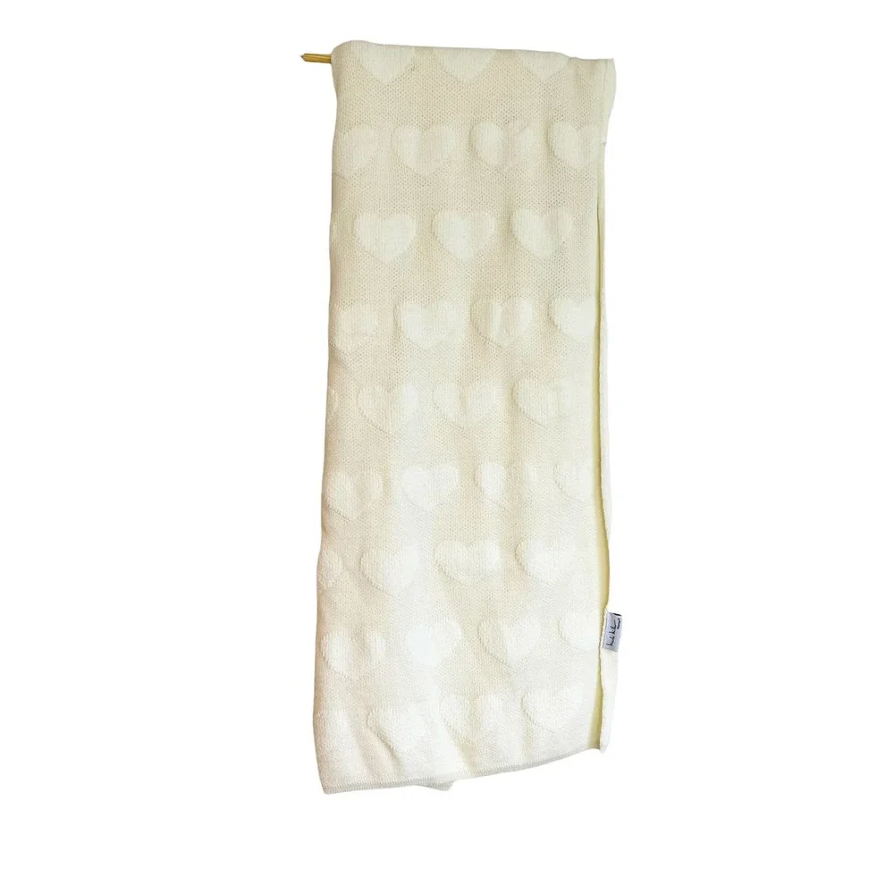 NewNicole Miller Heart Mixed Media Knit Blanket Decorative Throw 50" X 60